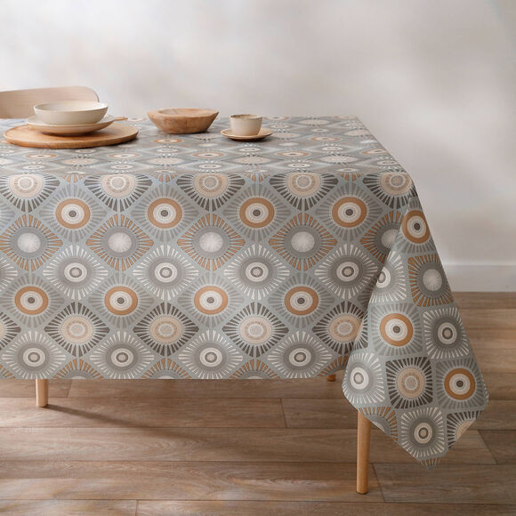 Nappe toile cirée imprimé wax (gris / orange) Nappe toile cirée imprimé wax (gris / orange)